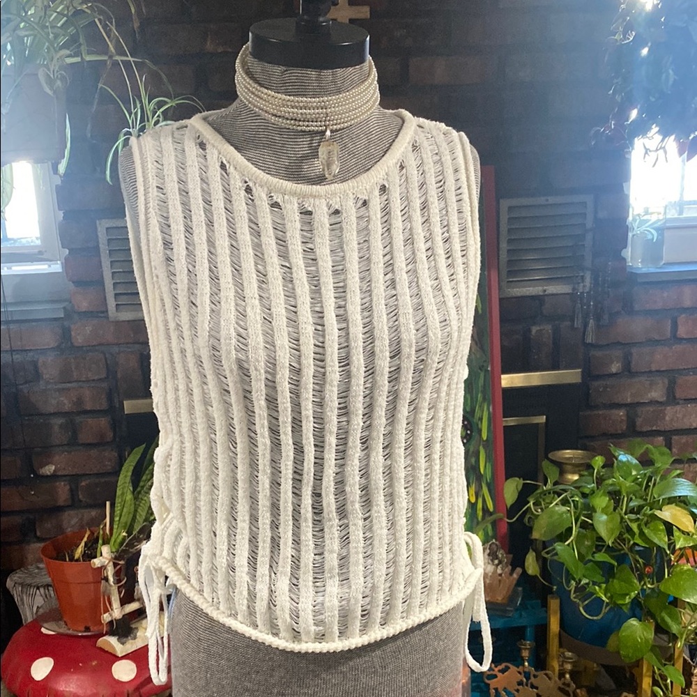 White Sleeveless Knit Top